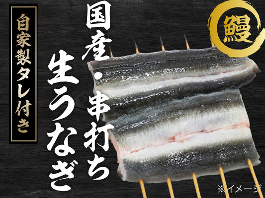 【国産 生うなぎ串打ち済】2尾 約500g 4人前  (自家製タレ付 )